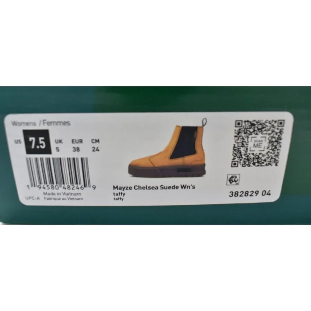 Puma Womens 7.5 Mayze Suede Brown Taffy‎ Tan Platform Chelsea Boots Shoes